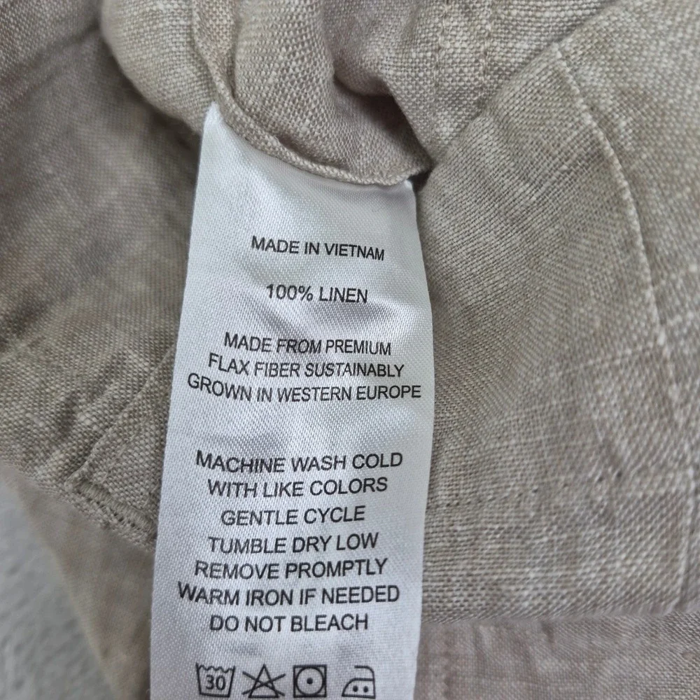 Quince Womens 100% European Linen Wide Leg Trouser Flax Beige Cuffed 2 Beachy